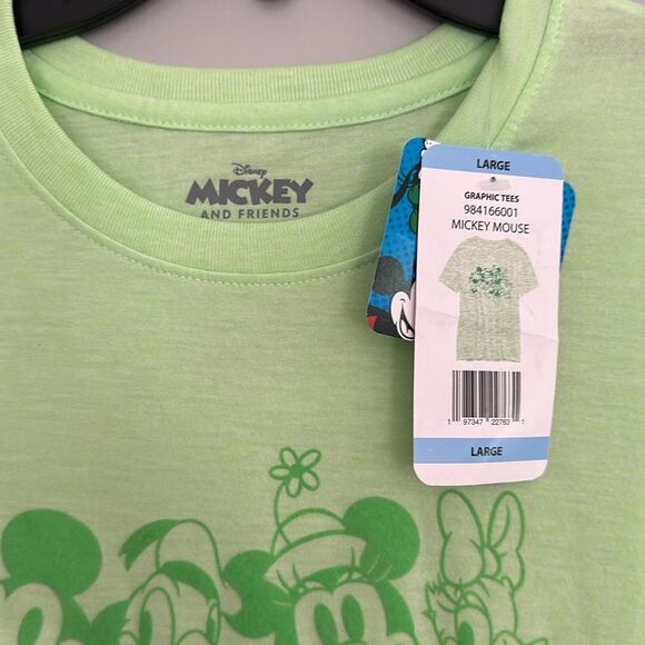 Disney Mickey And Friends Lime Green Short  T Shirt Size L - Picture 3 of 4